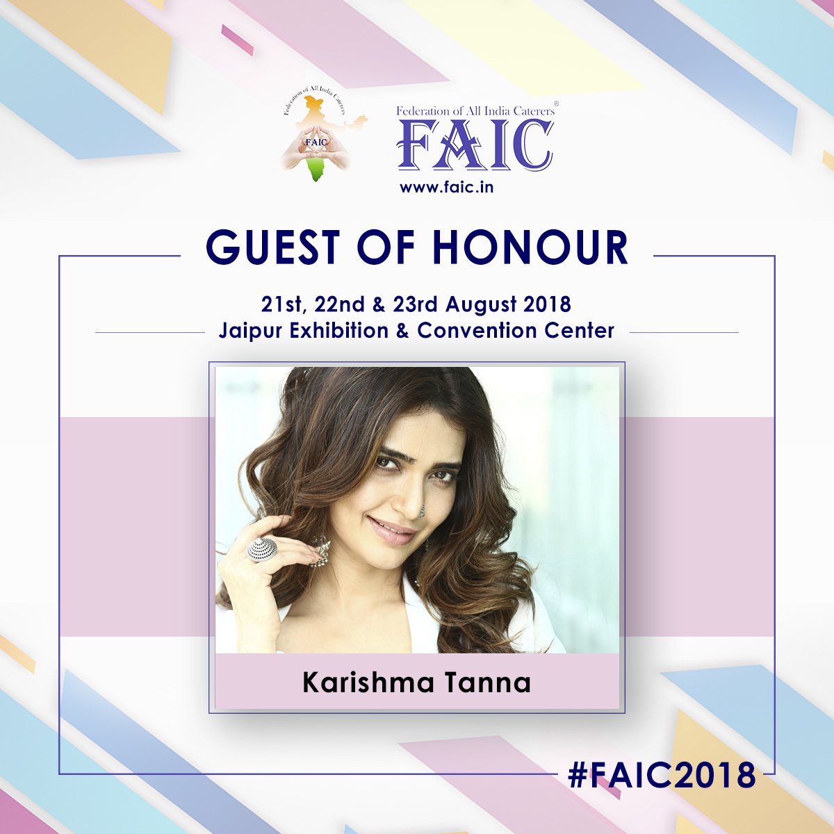 Our esteemed guest of honour at FAIC 2018
@KARISHMAK_TANNA 
#faic2018 #event #chiefguest #guest #foodandbeverages #foodcatering #cateringexhibition #foodevent #catererlife #cateringevent #foodbusinessnetworking #startupindia #foodexhibition #catering #convesation #restaurant