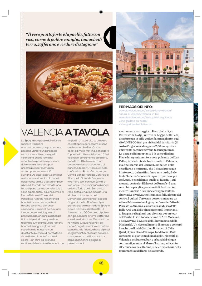 VLCLeticia's tweet photo. Acaba de salir una nueva revista en Italia sobre turismo ciclo-gastronómico de calidad: "Viaggiare in bicicletta con gusto". #Valencia es protagonista en el 1° número con un super-reportaje de 6 páginas.🚴‍♂️🚴‍♂️🚴‍♀️ 😍 https://t.co/k3XRAUPUdE