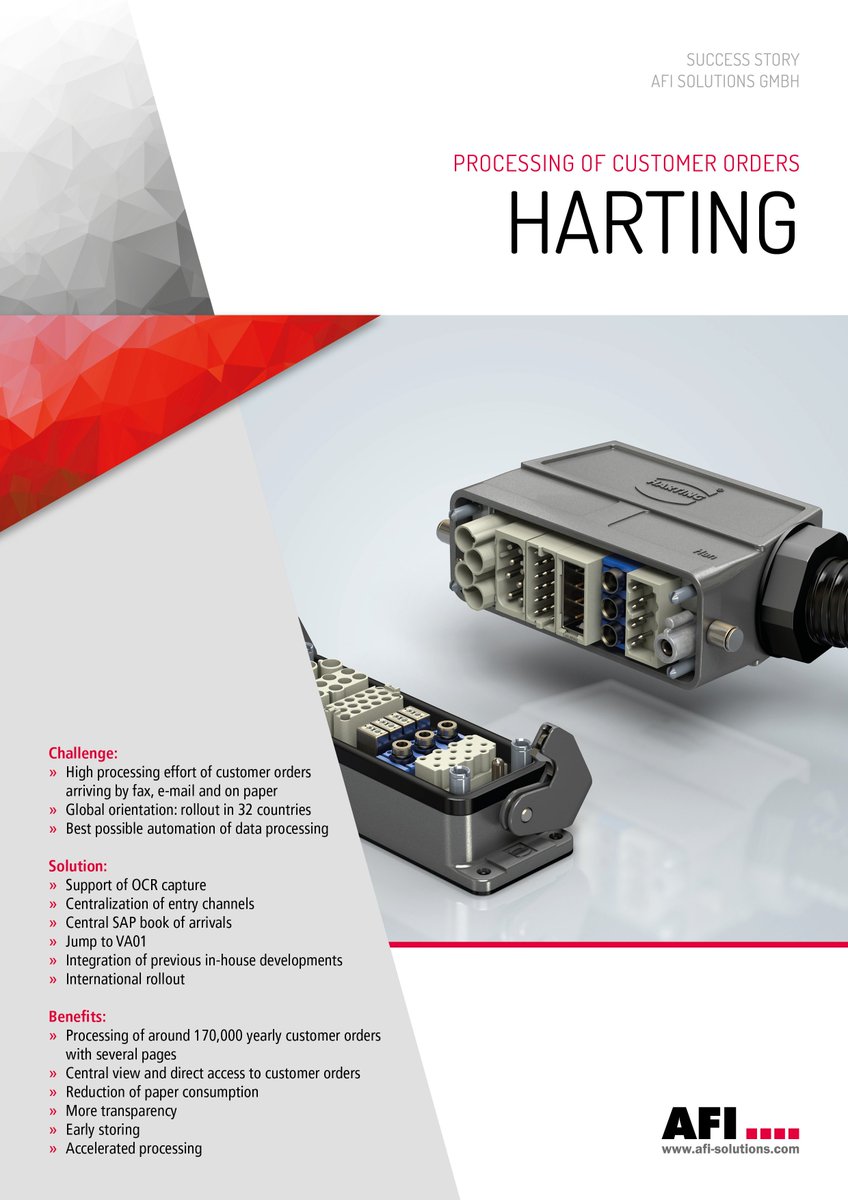 afi_solutions's tweet photo. As an innovative example #HARTING shows how customer orders can be processed automatically and efficiently. #SAP #SuccessStory #Afi #PushingPerformance #DirectOrderControl #Efficiency #Sales #DigitalTransformation https://t.co/VJJwBHHazk https://t.co/rtiOKhnHSL