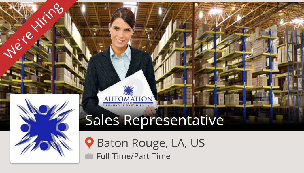leighsaps's tweet photo. #AutomationPersonnelServices is hiring a #Sales #Representative in #BatonRougeLAUS, apply now! #job https://t.co/JuONtkEAKi #job #hiring https://t.co/bMB6F7QUME