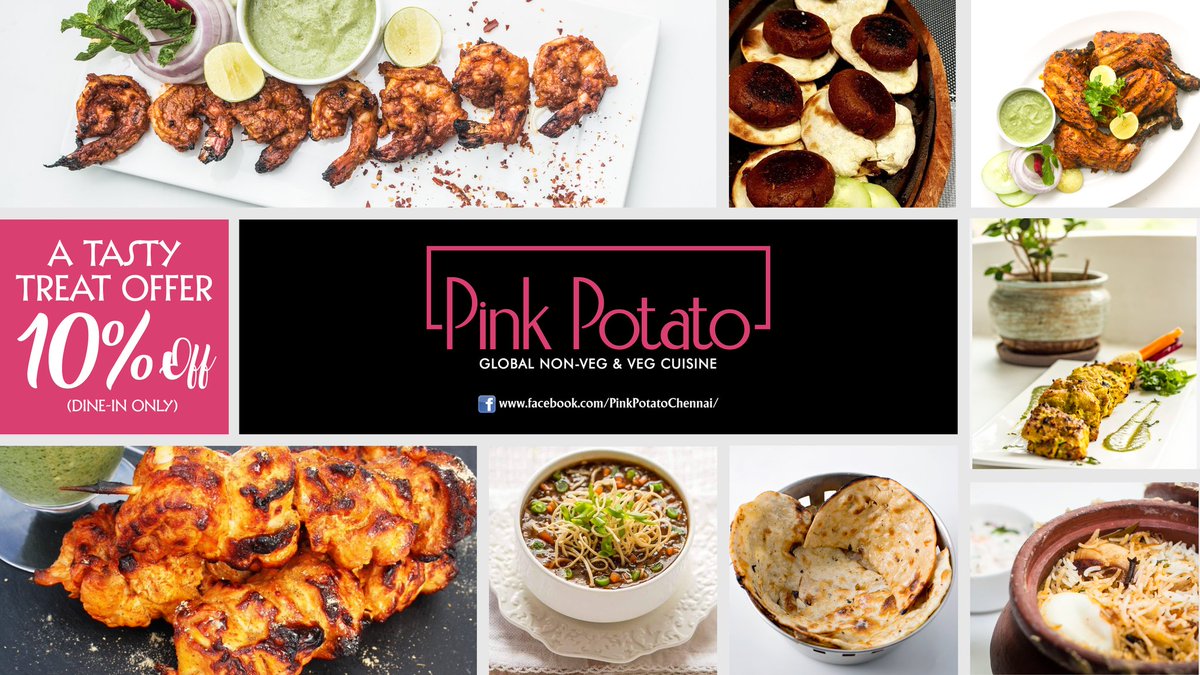 PinkPotato_chen's tweet photo. Indulge with some mouthwatering delicacies with a tasty treat offer of 10% off at Pink Potato.
#BiriyaniLove #PinkPotato #VegToNonVeg #NonVegetarian #NonVeg #Kilpauk #Chennai #food #foodie #Chicken #Foodism #Foodgasam #ChennaiRestaurants #foodcoupon #chennaifood #fooddiscount https://t.co/TcfaOnw0x3