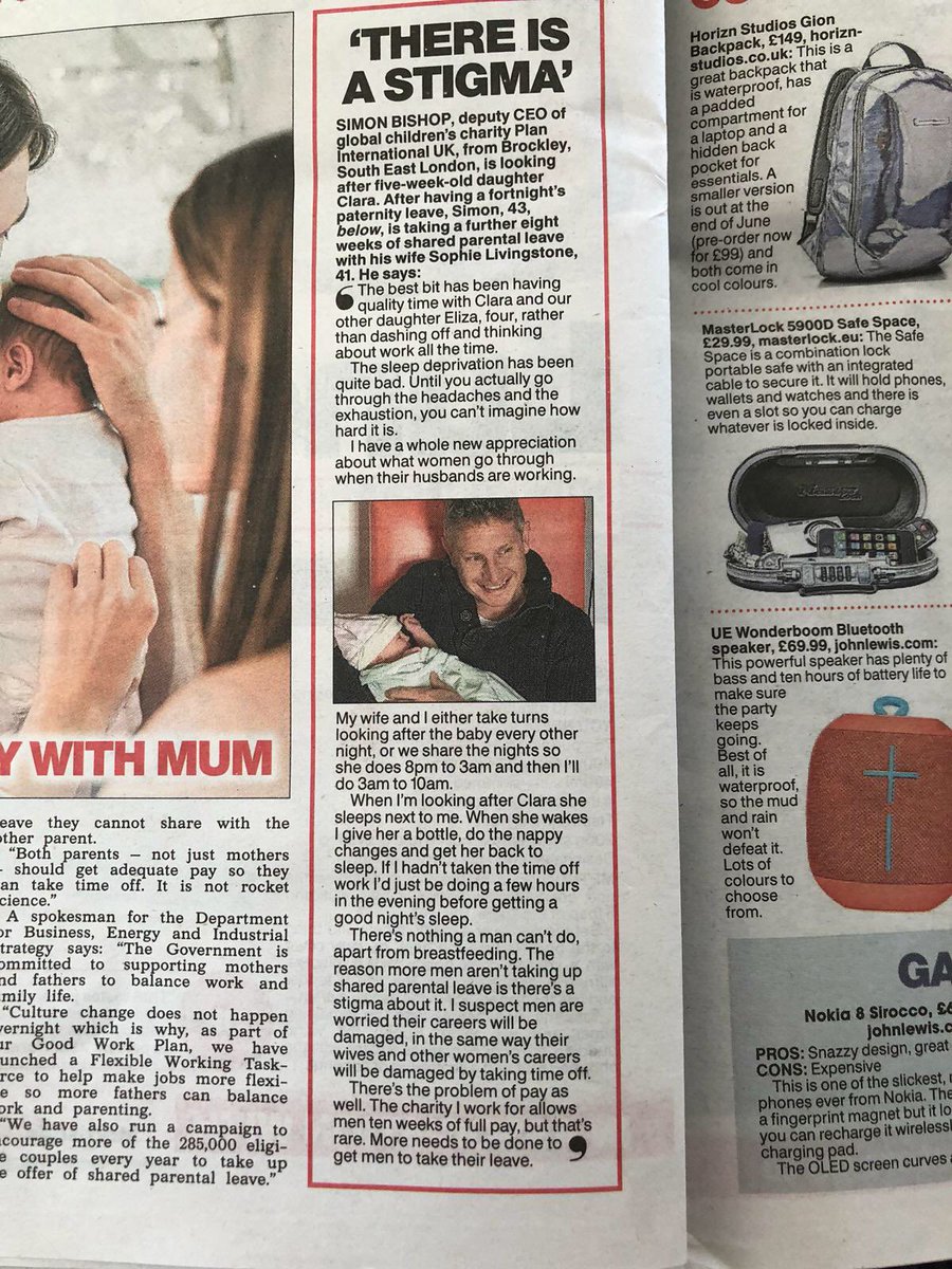 SiBishop's tweet photo. Just back to work from 11 glorious weeks of shared parental leave. Read this @TheSun article about my experience to learn more about why it is so important for families and #genderequality ......yet sadly only 3% of men in the UK take it! https://t.co/K2H2AErnYR