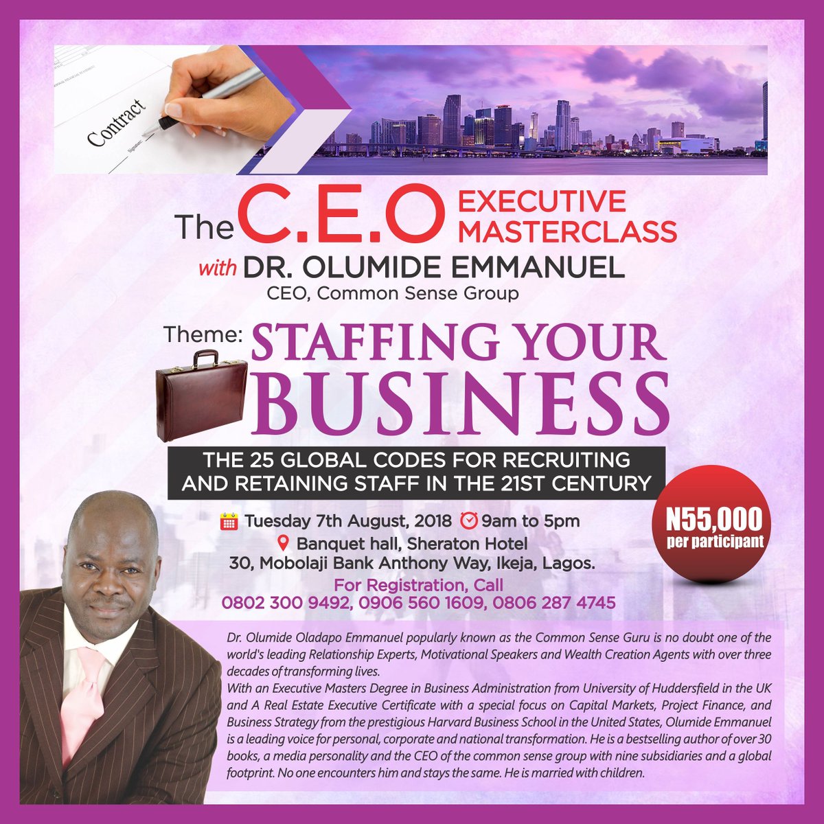 Join me now on Eko-Fm 89.75 as i share with you everything you need to know about The CEO Executive Masterclass Summit. You don't want to miss it for anything. #TellOther #Executive #MASTERCLASS 
#SatffingYourBusiness #StaffRecruitment