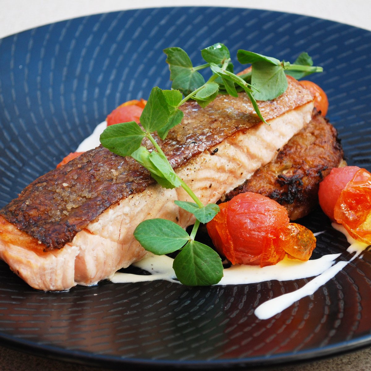 The pan-fried Salmon fillet, cabbage and bacon potato cake, roasted tomatoes and chive beurre blanc dish is quickly running off the specials

#Geelong #lordoftheisles #Salmon