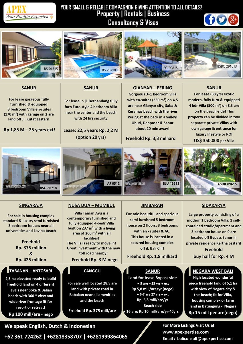 apexbali's tweet photo. This week we have added some exciting properties to our website https://t.co/epFSZOG0Bn
#ThisWeekIssue #Property #realestate #investment #propertyforsale #properties #realestateagent #realtor #marketing #onlinemarketing #propertyagent #realestateagent #Bali π΄ https://t.co/I9toMHj2TJ