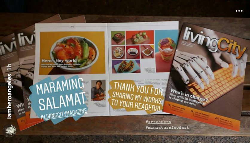 margadelux's tweet photo. iamheroangeles IGs 080118
MARAMING SALAMAT #LIVINGCITYMAGAZINE
THANK YOU FOR SHARING MY WORKS TO YOUR READERS!
#artcetero
#miniaturefoodart https://t.co/eckCBhf53b