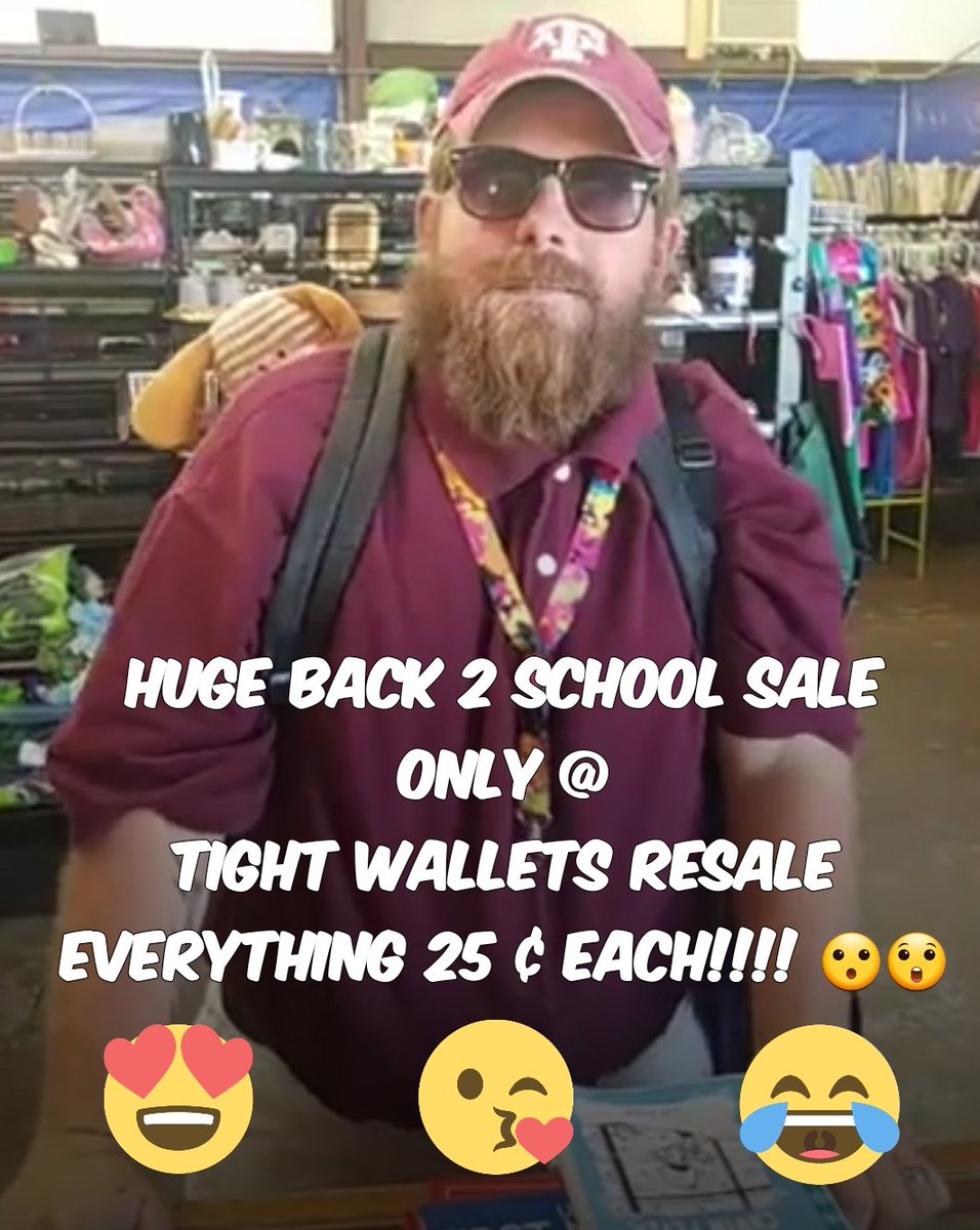 tightwallets's tweet image. We are having a huge back to school sale!! 
We are located at 405 N Hwy 342 in Red Oak.  😁😁😁 We are having a back to school sale where all of our items will only be 25 cents plus tax per item!!  
WEDNESDAY AUGUST 1ST 2018 EVERYTHING FOR SALE 25 CENTS!!!!