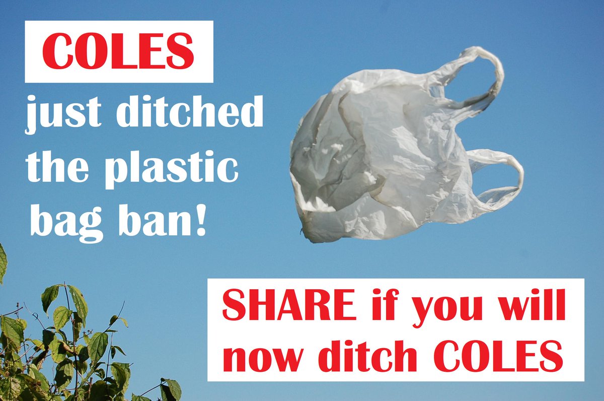 BuckinghamJN's tweet photo. Today we get the shocking news that Coles has backflipped on the plastic bag ban.  Don't let them get away with it. 
RT if you will not shop at Coles until they reinstate the bag ban. #banthebag #boycottcoles https://t.co/gJjnnVx0G2
