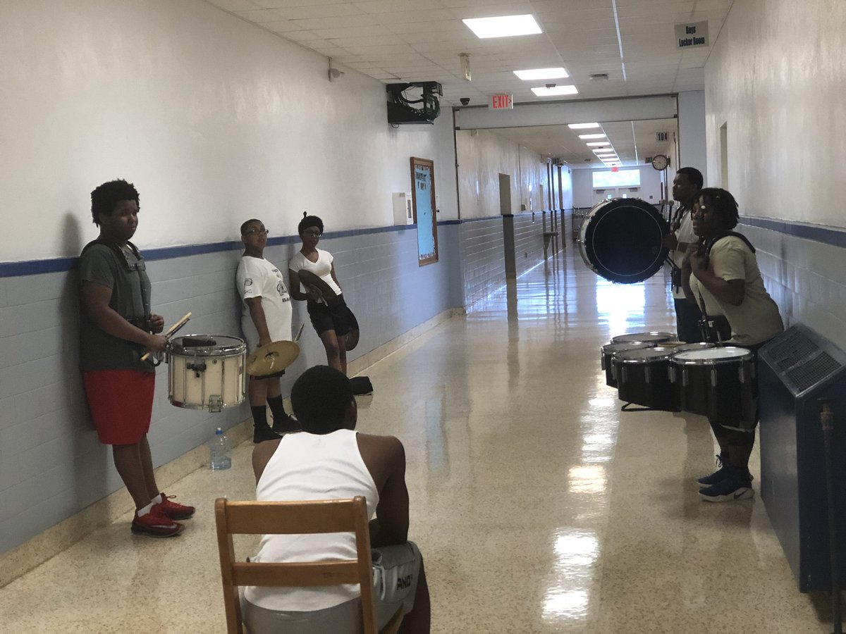 tabiffy's tweet photo. @BHSBulldogBand working in small groups during band camp this week under our phenomenal band instructor, Anthem Smith who goes more than an extra mile for our #BHSstudents @BHSBulldogsbcps https://t.co/8uuhx5HBTk