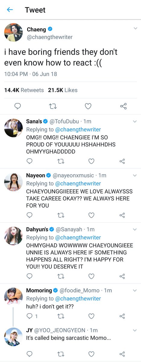 [ It's called being sarcastic Momo..]