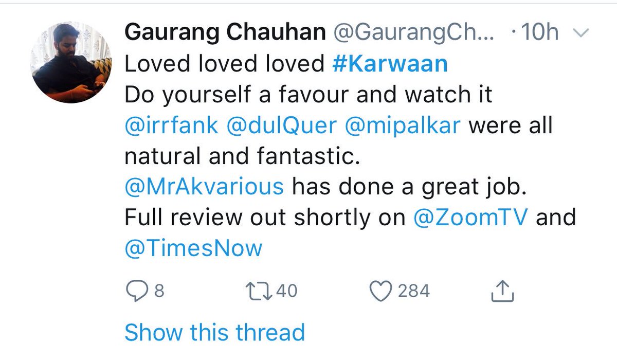 Mollywoodstory's tweet photo. #Karwaan Reviews👍 https://t.co/RehrtumiyJ