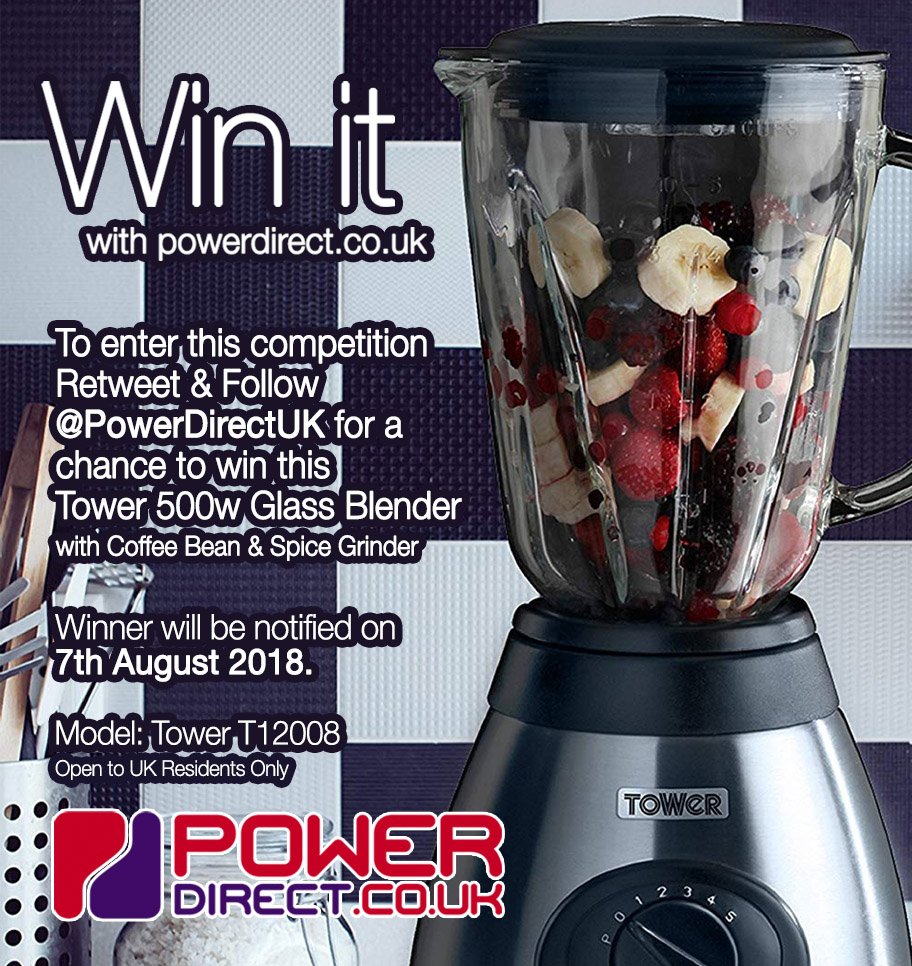 PowerDirectUK's tweet photo. #WinItWednesday! Enter our #Free #Competition #Giveaway for a Chance to #Win a Tower 500w Glass Blender. Simply #Retweet &amp; #Follow @PowerDirectUK https://t.co/Iklyw72JWs