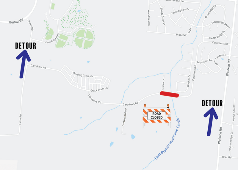 Road Closure Alert: Portion of Carother’s Road in La Vergne bit.ly/2v5mA0E
