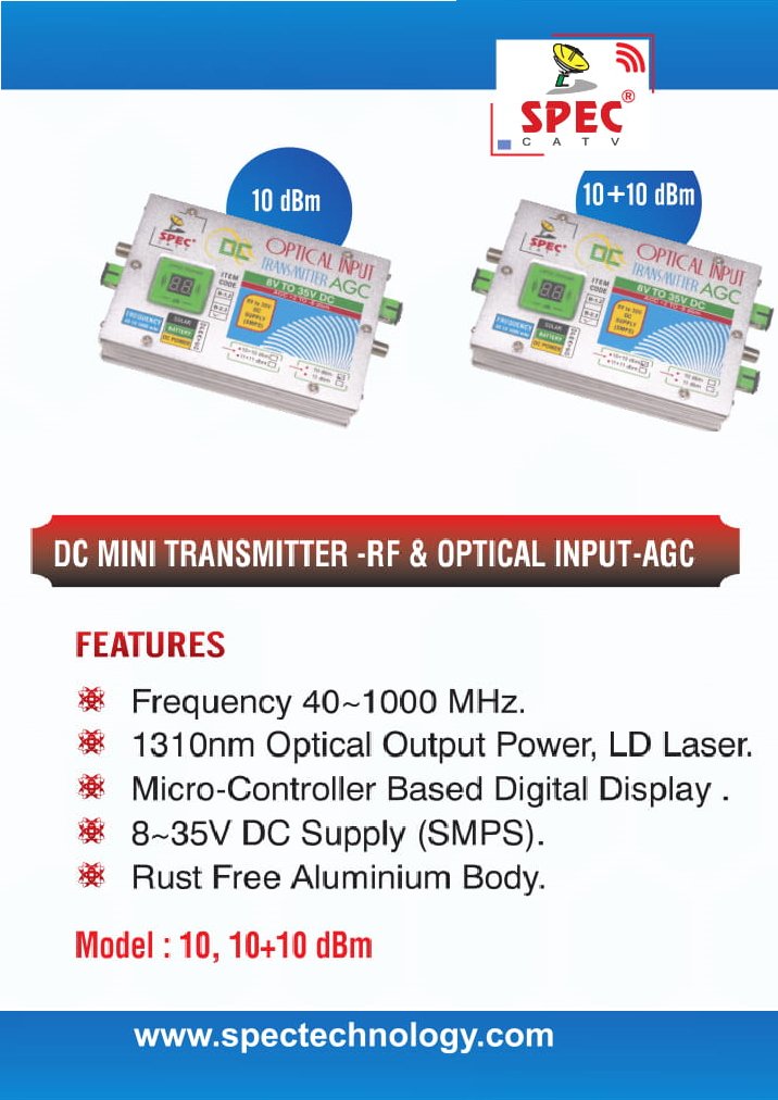 spectechcorp's tweet image. Optical Transmitter 10 10dBm - Get the brand spec Optical Transmitter 10 10dDm in all over #India. Order Now! Kindly Send Contact Detail, Click Here -bit.ly/2u7OlEv
Contact &amp;amp; Call at Mobile No - +91-9868266833

#transmitter
#Opticaltransmitter
#Catv