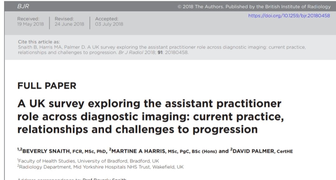XrayDave23's tweet image. Second article is on the loose. This one has been submitted to @BJR_Radiology Thanks to my co-authors @MYradres and @martineharris82 for their massive contributions to this work and to all the assistant practitioners who took part @SCoRMembers #APsurvey #assistantpractitioner