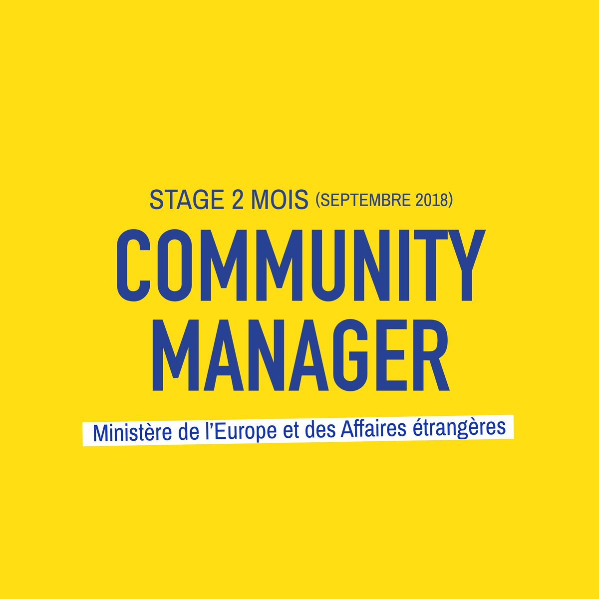 🔴 [OFFRE DE STAGE] Community manager au Ministère de l'Europe et des Affaires étrangères.
Lieu : Paris / La Courneuve Type de contrat : Stage de 2 mois (à partir de septembre 2018)
➡️ Postuler : fonction-publique.gouv.fr/biep?idOffre=1…