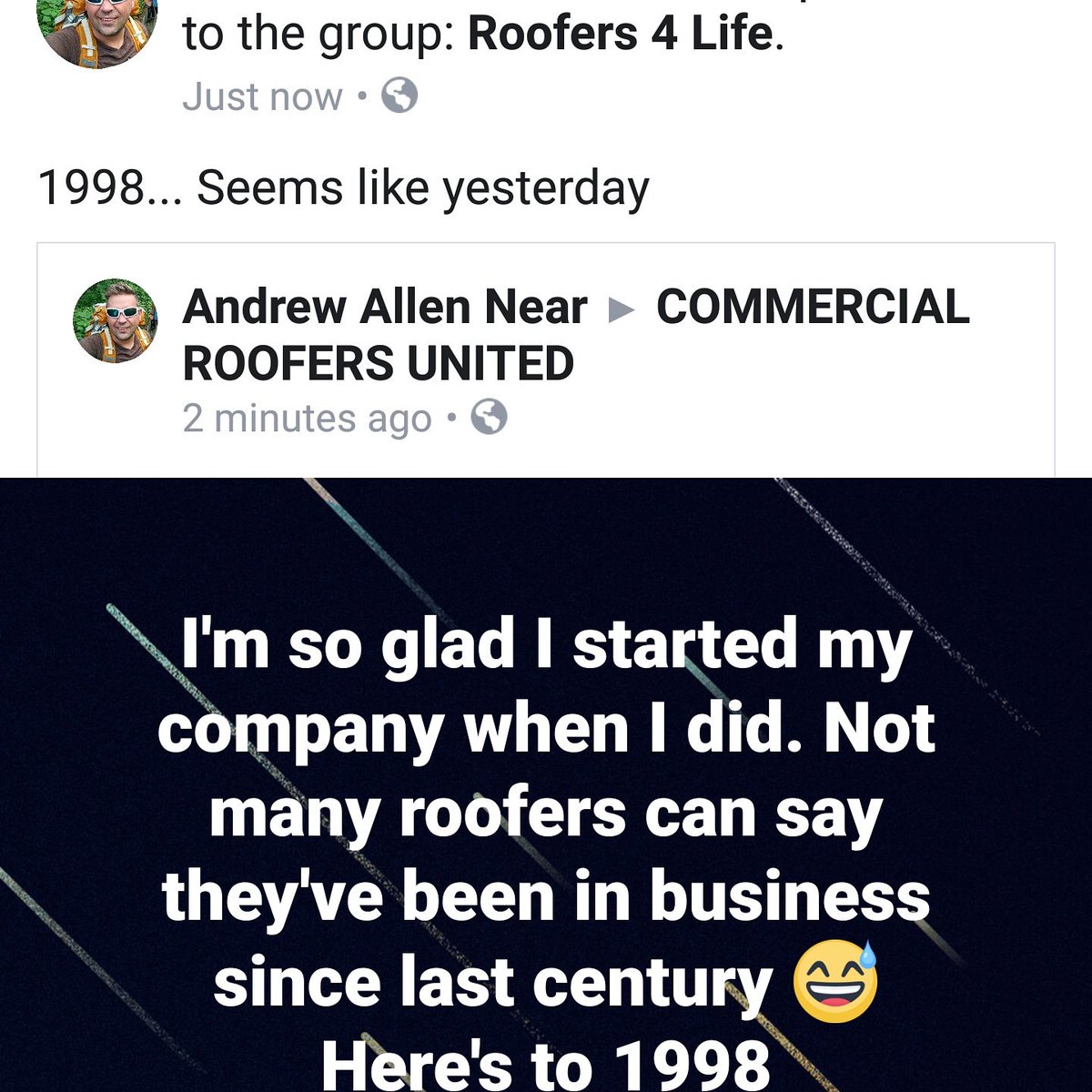 AndyNear2's tweet photo. Here's to veteran roofers. Who's been in biz longer than 10 years? https://t.co/R4avJOeRI5