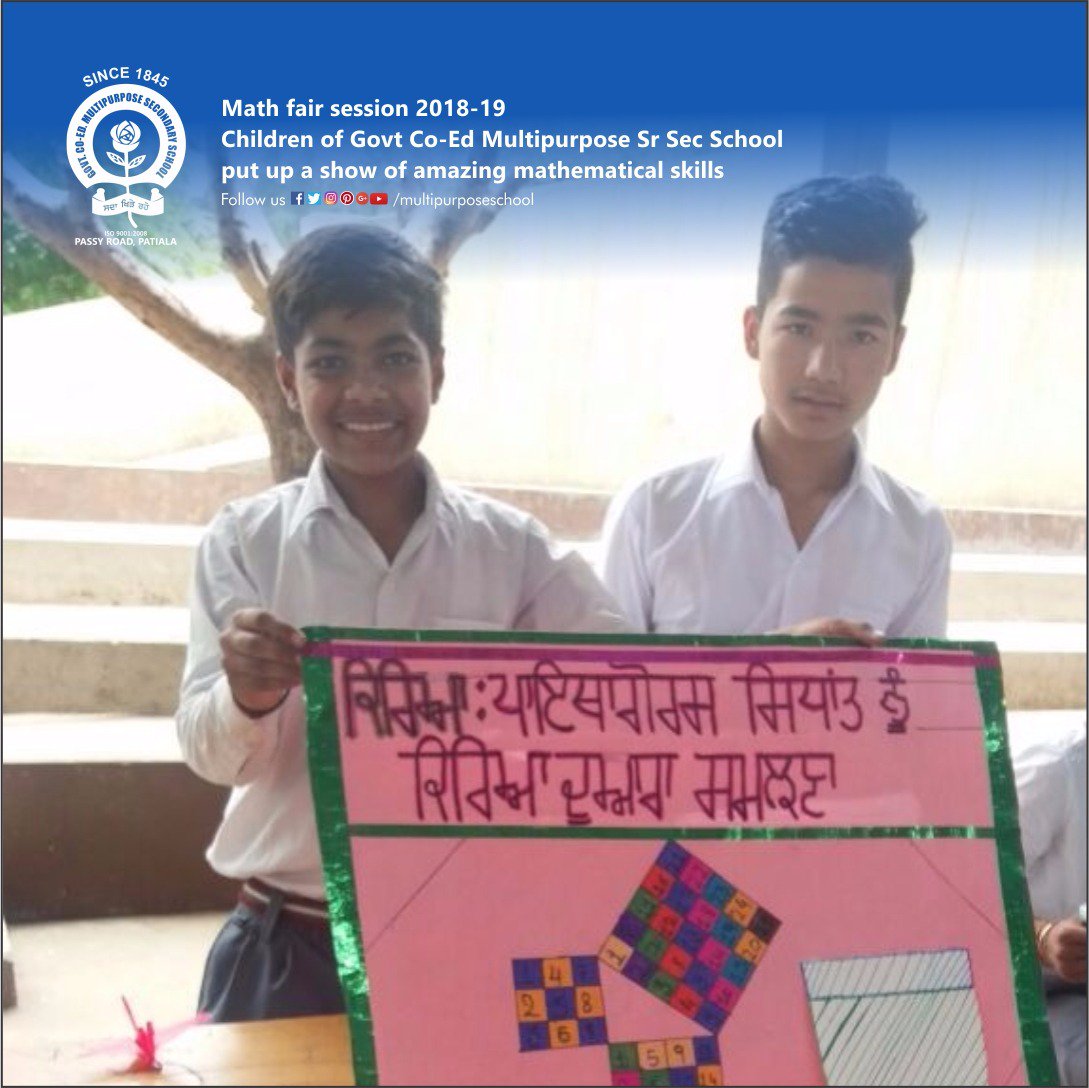 multipurposepta's tweet photo. #MultiPurposeSchool
#AdmissionOpen
#BestGovtSchool
#Smart_Classes
#Sardar_Tota_Singh
Children of Govt Co-Ed Multipurpose Sr Sec School put up a show of amazing mathematical skills in Maths Fair 2018.
#Best_School_#patiala
Contact Us:- 0175222523 https://t.co/SJVzjfbG1Q