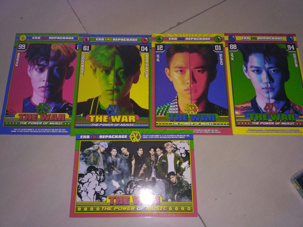 jongdaerection's tweet photo. WTS exo 4th repackage album THE WAR include sehun ofc pc+ poster ofc
++Bonus 9pcs unofficial pc 
Dm me for more info+price https://t.co/kDy8txnWVE