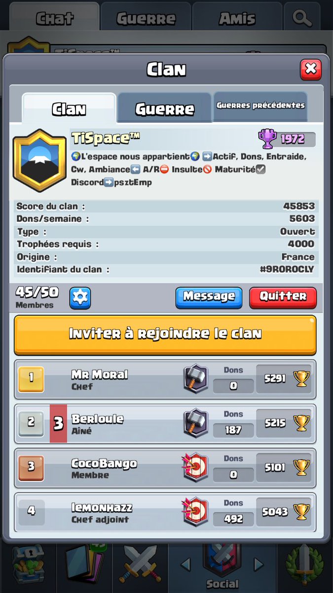 La team tispace a vu des jours sombre .. mais elle revit ! , l’espace nous n’avons pas fini de le concquerir ! , Notre clan repart ! Si vous avez entre 4000 et 4300 voir plus ! N’hésitez pas l’espace serat à nous ! 💫💫 , Team esport également recrute des bon joueurs venez mp 💫