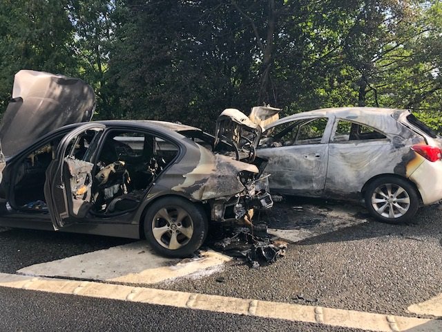 HighwaysNWEST's tweet photo. Traffic caught up in the closure is being released past the scene in lane 1.#M61 northbound remains closed between J9 and #M6 J30. @LancashireFire  remain on scene following the RTC and vehicle fire.Recovery has been arranged and en-route.Please allow extra time for your journey. https://t.co/hEcbmhovJ8