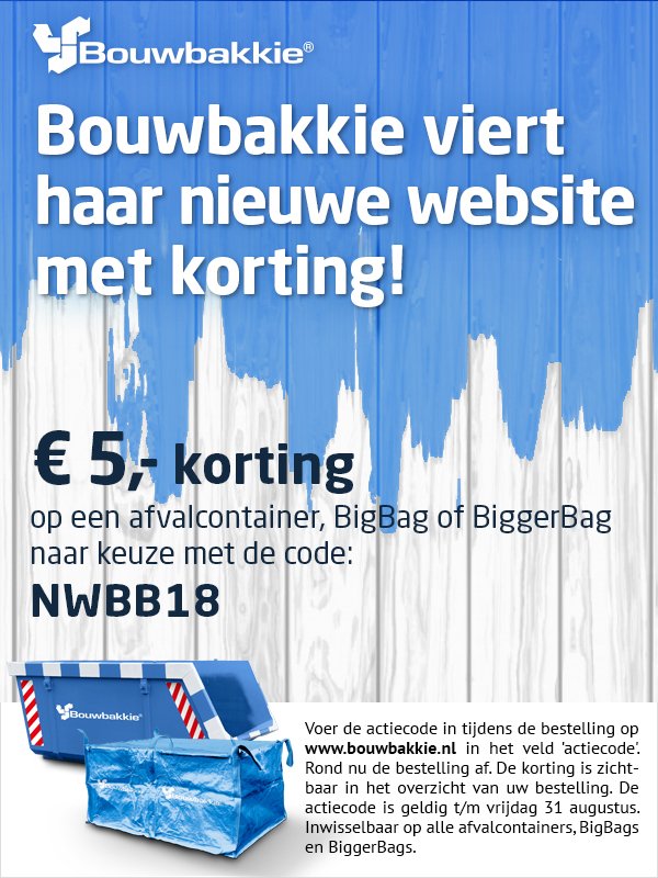 De nieuwe Bouwbakkie.nl website is live! Lees onze blog over de veranderingen! bit.ly/2M81jtu Omdat wij de nieuwe website graag met jullie willen vieren geven we t/m 31 augustus €5,00 korting op je bestelling! Maak hiervoor gebruik van de actiecode NWBB18!