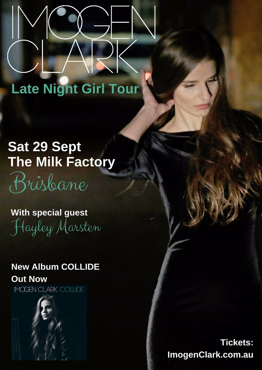 Imogen_Clark's tweet photo. @hayleymarsten is awesome and sassy and totally cracks me up and I have the pleasure of having her open my show at #TheMilkFactory in #Brisbane! Can't wait for some laughs with this pretty lady. ♥️✨ 

Tickets here: https://t.co/bfis1eONeL x

#LateNightGirlTour https://t.co/xAUPtwcQdr