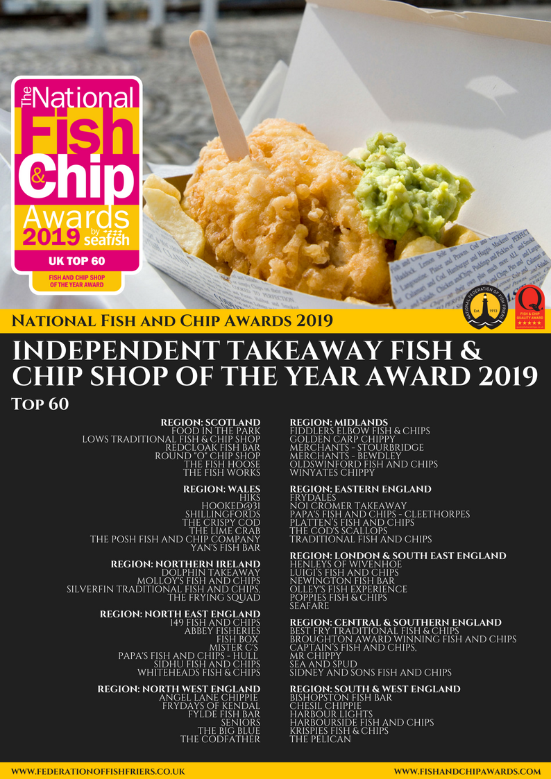 NFFF_UK's tweet image. The UK Top 60 Fish and Chip Shop of the Year Award are announced! Congratulations to everybody! #fishandchips
