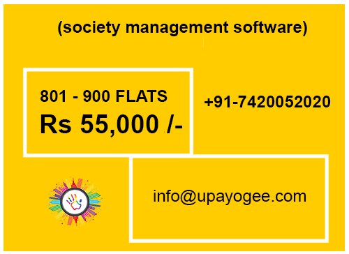 upayogee's tweet photo. Smartest way to manage your society #SocietyManagementSoftware.
If your number of flats ranges from 801-900, the costing will be 55,000.
Visit - https://t.co/PmCGFUxfk5 https://t.co/BoY5Vs6I8D