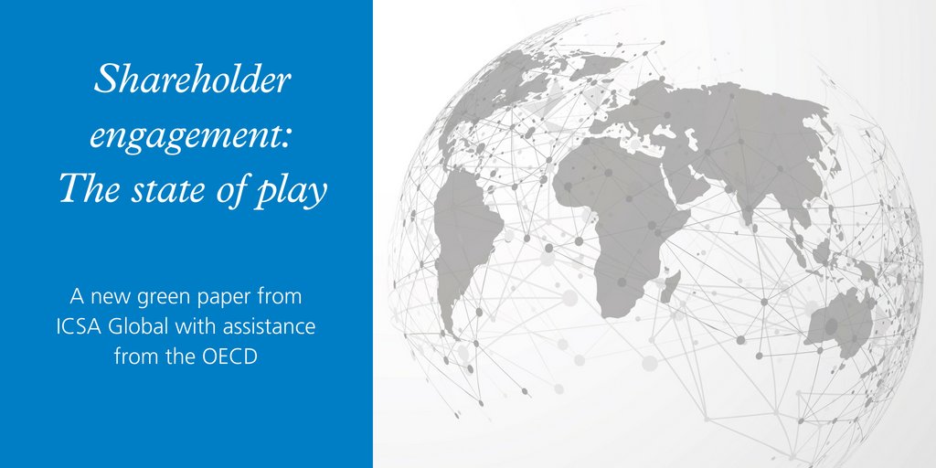 CGIUKI's tweet image. ICSA Global with assistance from the OECD have released a green paper “Shareholder engagement: The state of play". This ground-breaking piece of global thought-leadership examines the relationship between issuer and investor engagement. Discover more ow.ly/WTmL50i8o4S