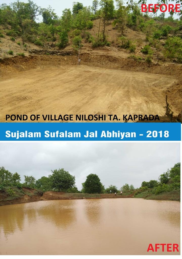 Pond of village NiIoshi of Kaprada Taluka is been filled with water. In mountain areas, drinking water issues water common but due to SSJA scheme, water levels are increased. Really SSJA proves a Public Friendly Scheme for the people.#Valsad <a href="/CMO_Gujarat/">Office of Vijay Rupani</a>  #SujalamSufalamJalAbiyan