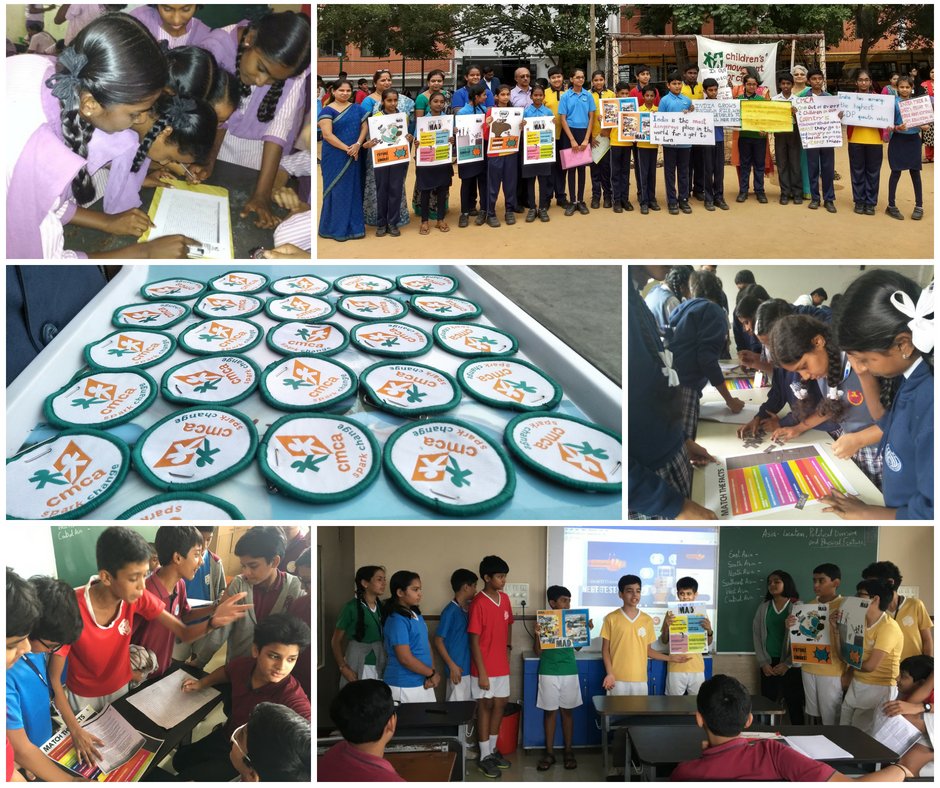 cmcaindia's tweet photo. Itโs Club Launch time in our schools! This event gives CMCA Club students the opportunity to practice and talk about what they have learnt in CMCAโs sessions through posters, games corners and the oath-taking ceremony. #CMCA #sparkchange #clublaunch #learningbydoing https://t.co/BkGcAMH25E