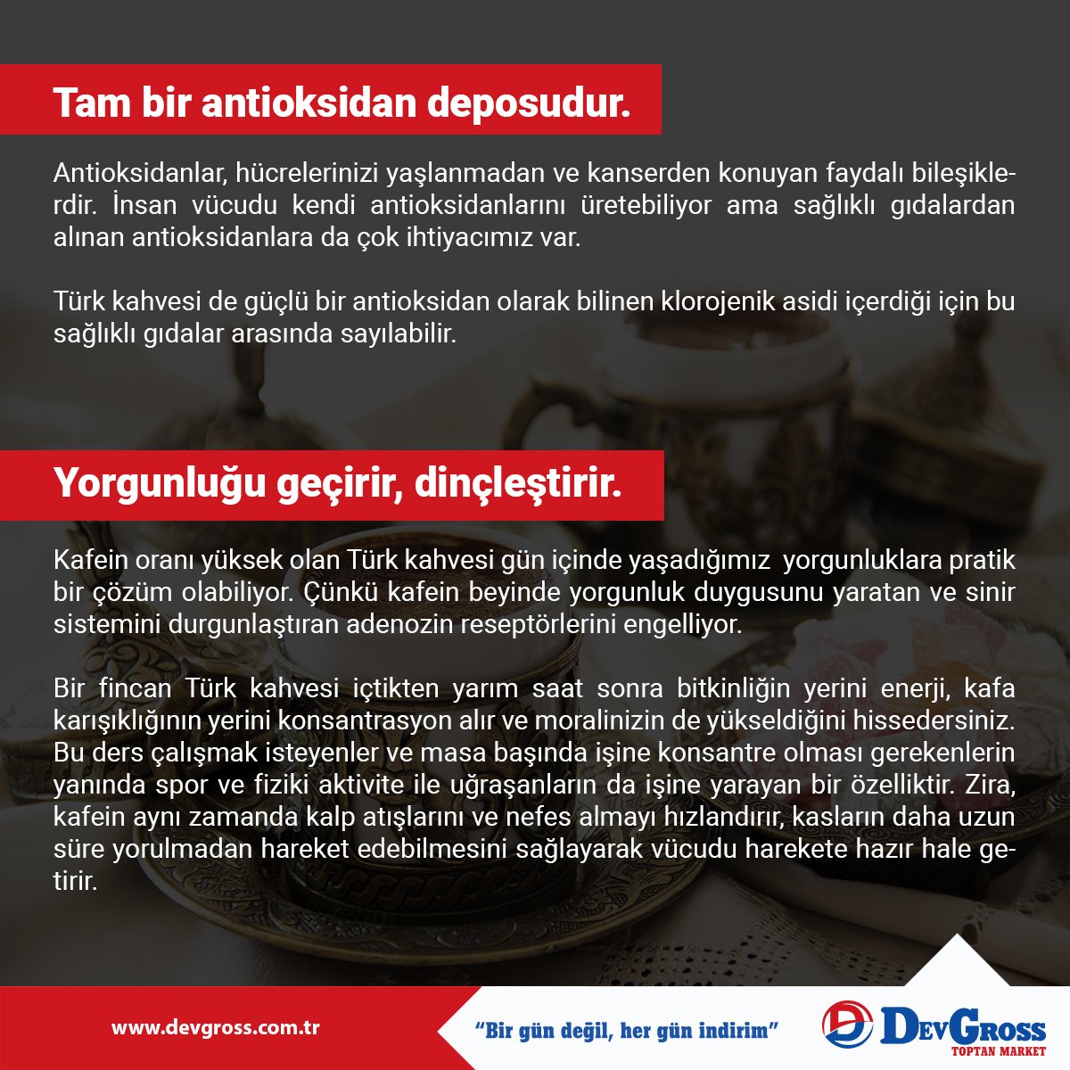 Devgrosstoptan1's tweet photo. Geleneksel Lezzetimiz Türk Kahvesi’nin Mucizeleri Saymakla Bitmiyor!
#devgross #devgrossmarket #samsun #samsunmarket #türkkahvesi #kahve #kahveninfaydaları #sağlık #sağlıklıbeslenme #alışveriş #samsunalışveriş https://t.co/ByYSqLk06e