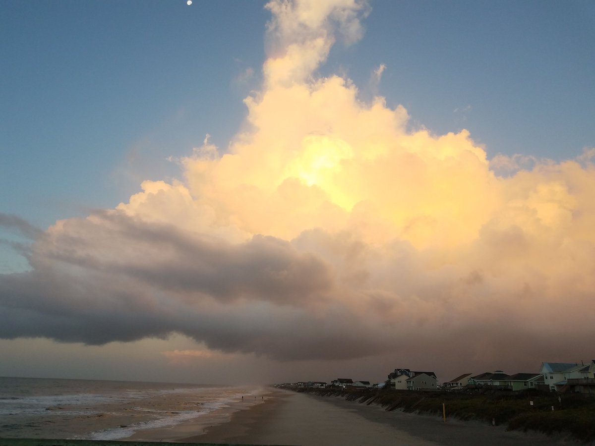 #WishfulWednesday.. the sun is playing peek-a-boo.. &amp; there is a faint rainbow on the otherside... currently 80° with a WSW wind at 6 mph.. The Tide is low.... high is at 11:24 a.m. followed by the low this afternoon at 6:10 p.m.... #SurfCityPier #TopsailIsland #NC #PierLife