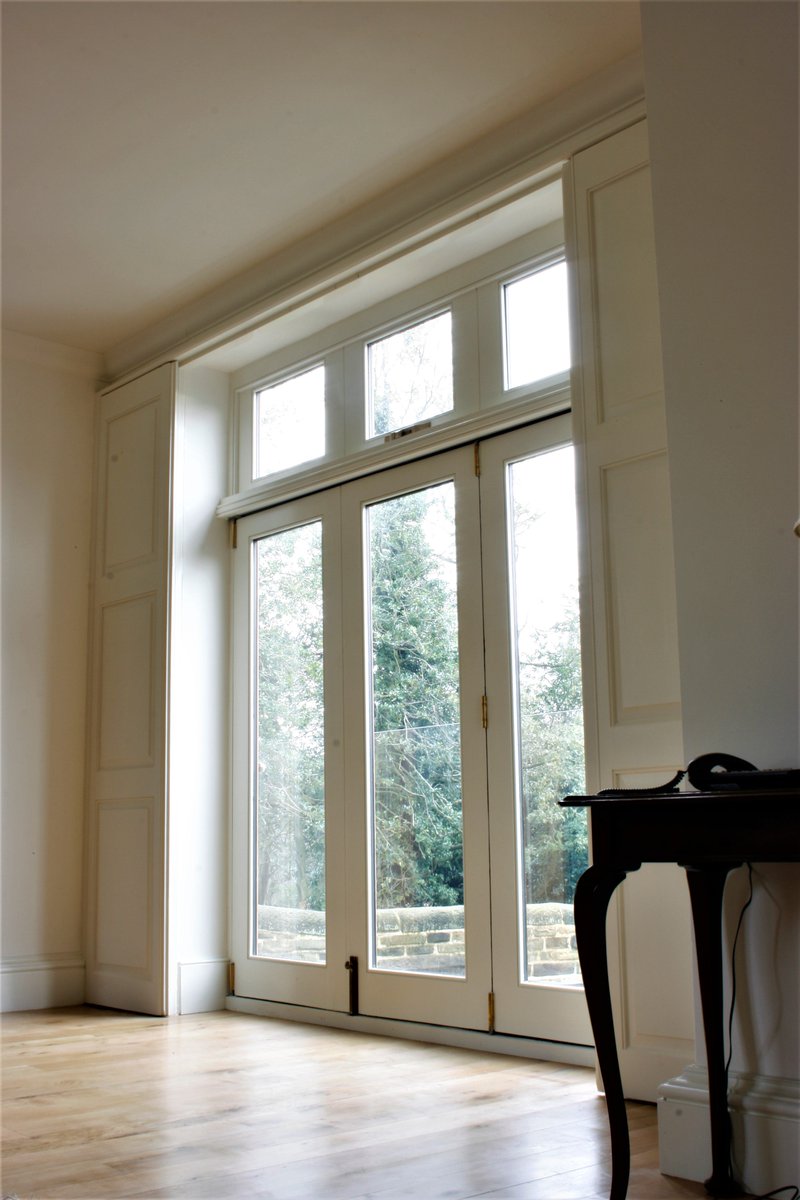 White window shutters, English oak flooring by SDB Designs designed by Sean Broadbent. See more sdbdesigns.uk/---gallery---.… #joinery #building  #sdbdesigns  #Englishoak #medievalarchitecture #architecture #medieval #halifaxjoinery #woodworking  #sowerbybridgejoinery  #seanbroadbent