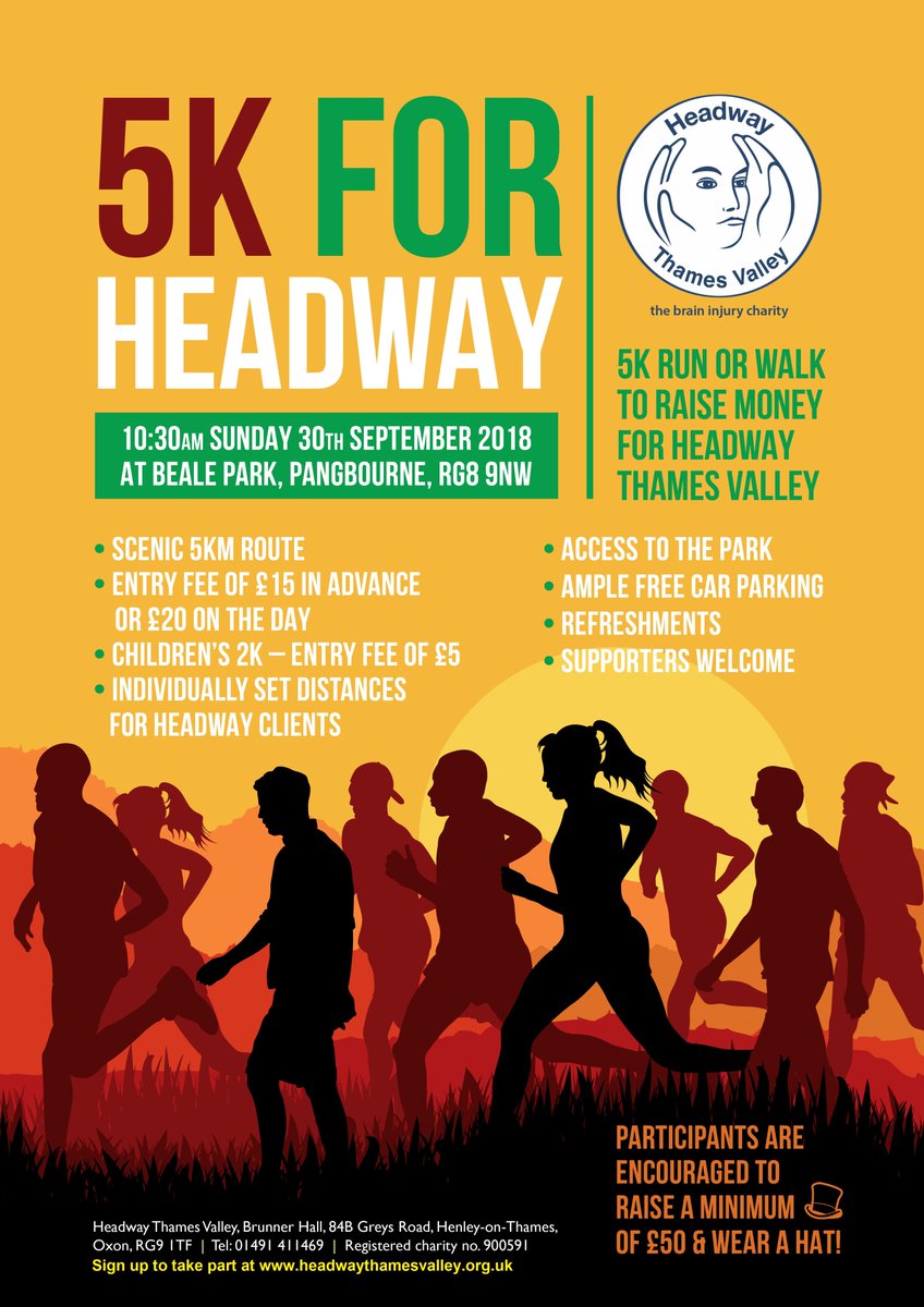 HeadwayThamesV's tweet photo. Following on from last year’s success and back by popular demand, Headway Thames Valley’s 5k will take place on Sunday 30th September at @BealePark 

New for this year will be a children’s 2k run. Follow the link to sign up
https://t.co/zDLizqGchb https://t.co/3zjyDTfQuy