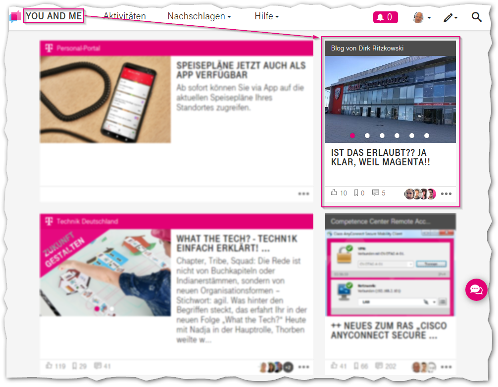 DirkMagenta's tweet photo. Der Hammer!! Mein Blog ist auf der Startseite von YAM!!
Das macht mich so richtig #werkstolz 👍
Das muss an die #TelekomWall ☺️
#TelekomBotschafter #MagentaLove #LoveMagenta #MAGENTA #JetztMagenta #Telekom https://t.co/3iQ7XqZW05