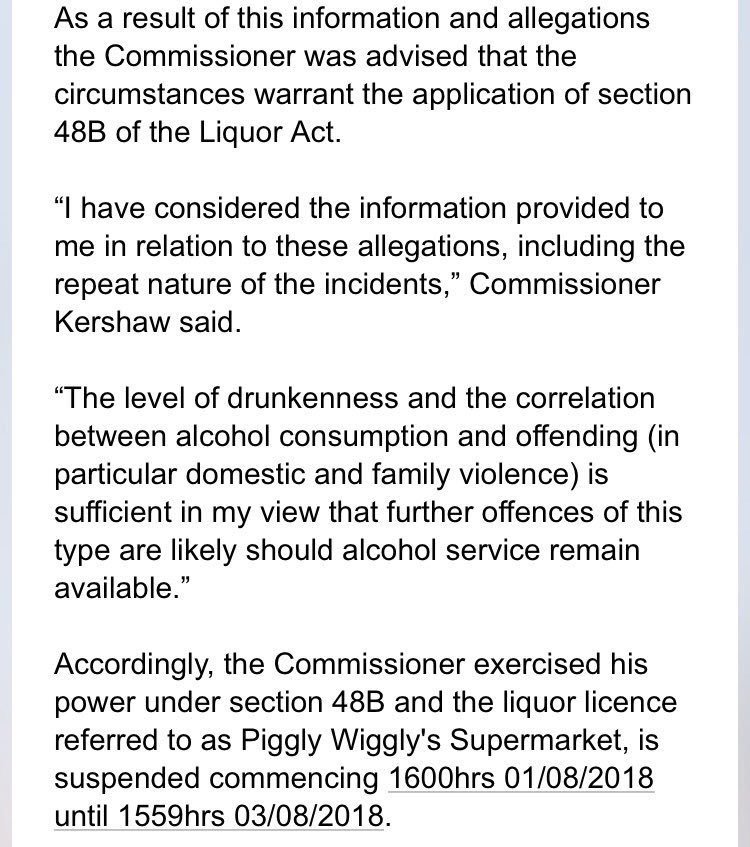 justintfenwick's tweet photo. NT Police Commissioner Reece Kershaw has used new powers to ban a local #AliceSprings supermarket from selling alcohol for 48 hours. #ABCalicesprings https://t.co/3RKROtdllY