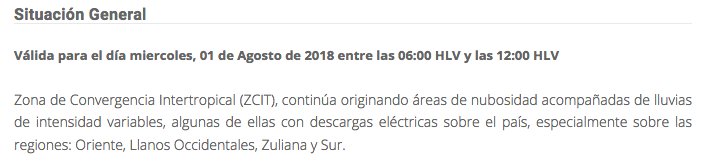 INAMEH's tweet photo. https://t.co/jxFLkCwimw
#Pronóstico #01Ago #INAMEH #Venezuela #Hidrología #Meteorología
#RegistraTuCarro https://t.co/Bv93cnHScj