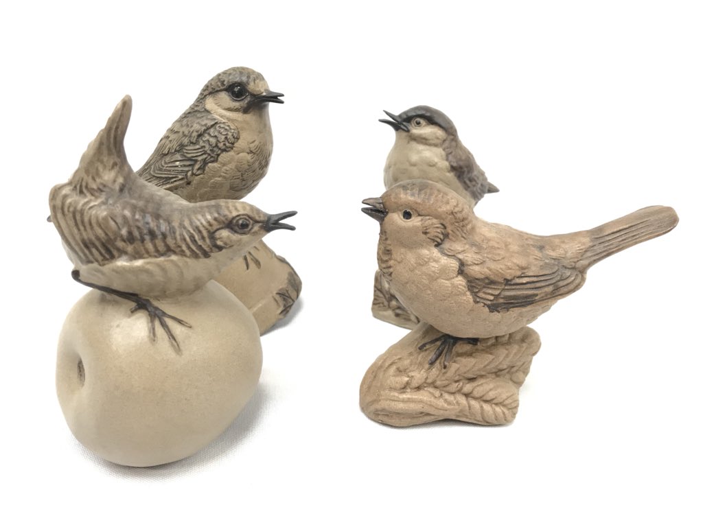Rare stoneware BLA birds with open beaks ~ to feature in our October 20th Poole Sale #poolepottery