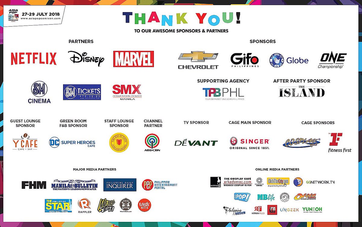 Shout-out to all our PARTNERS, SPONSORS &amp; EXHIBITORS for making #APCCPH2018 another resounding success! From the bottom of our happy 8-bit ❤️s, THANK YOU! #AsiaPOPComicon was made all the more awesome ‘cos of you. We love all our fans &amp; we definitely love you too!#APCChangover