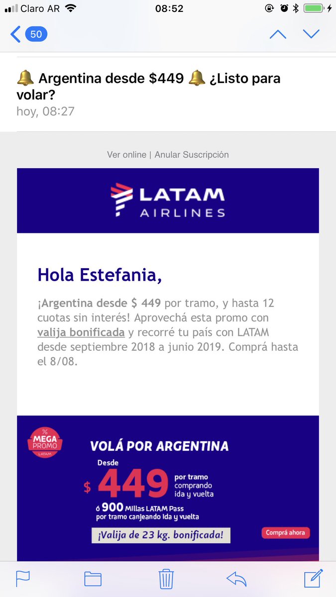 Esto es mejorar la oferta <a href="/LATAM_ARG/">LATAM Argentina</a> 👏🏼👏🏼