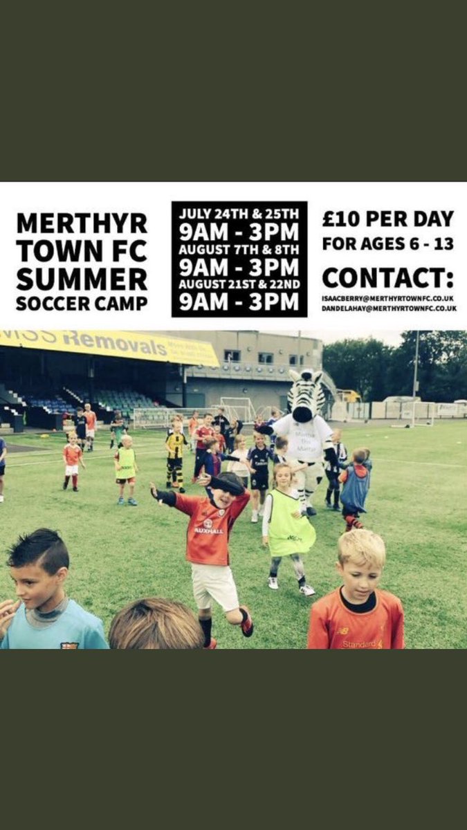 Don’t forget our soccer camps next week. Anyone wanting information e-mail us, or today we are part of <a href="/ActiveMerthyr/">Active Merthyr</a> #NationalPlayDay with the @FAWTrust so feel free to chat to us