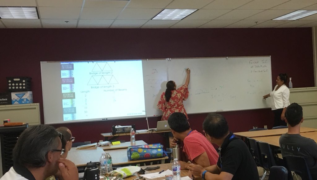 FarshidSafi's tweet photo. Wonderful discussion of Expressions and Equations #MSMT68 with Hacienda MS teachers. Engaged and ready to empower students through #mathed. @mrsjohnsonCA @thestrokeofluck @ed_nolan @TLAMath #DNAMath #MTBoS https://t.co/5Dh332VUsY