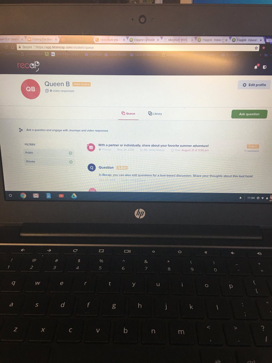 QueenB_Beta's tweet photo. Flipgrid, Recap and Screencast, oh my! Iโm ready to use these tools this year with my Ss. Flipgrid is the great. I have used it before. @CFBDLS #camplearnmore #CFBLearn #cfbmatterstome #LMAM18 https://t.co/zleKYgWc0g
