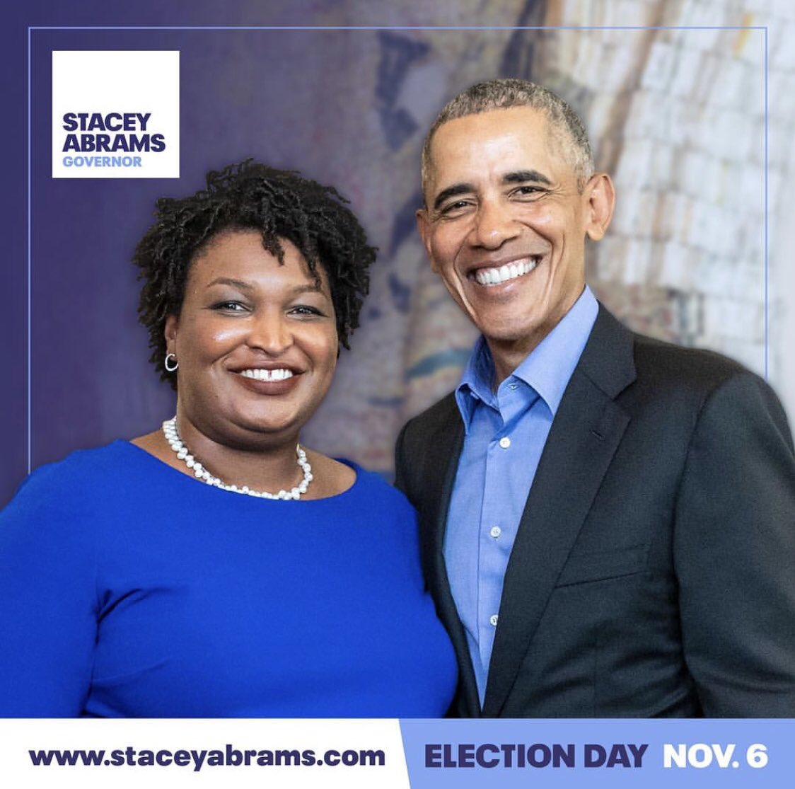 He was the first Black President, she will be the first Black Female Governor, but neither of them will be the last!  #TeamAbrams #ThePowerofChange #TheFutureIsBlue