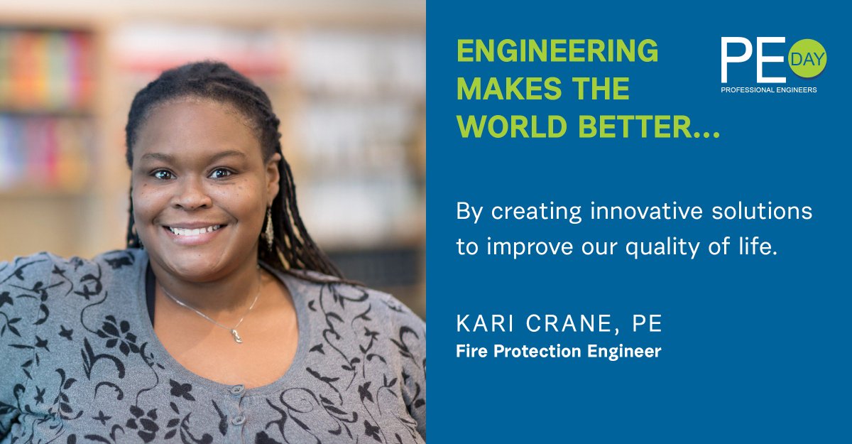 clarknexsen's tweet image. We’re celebrating National Professional Engineers Day all day today. Kari Crane, PE says she become a professional engineer to help save lives. #LicensedPEDay @NSPE #EngineersRock #EngineeringMatters