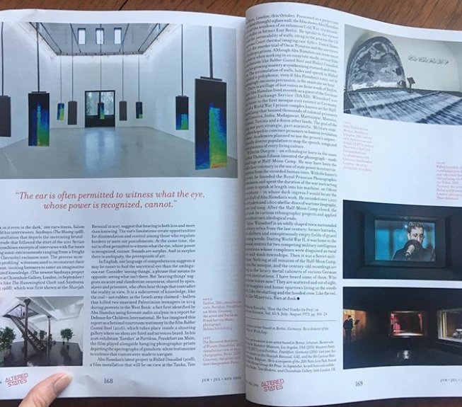 ChisenhaleGal's tweet photo. Read about #LawrenceAbuHamdan's work and his forthcoming exhibition at Chisenhale Gallery in the current issue of @frieze_magazine. '[...] the ear is often permitted to witness what the eye, whose power is recognized, cannot.' -#BenMauk https://t.co/GhmnbpjmB6 https://t.co/yw3dd7nyN5