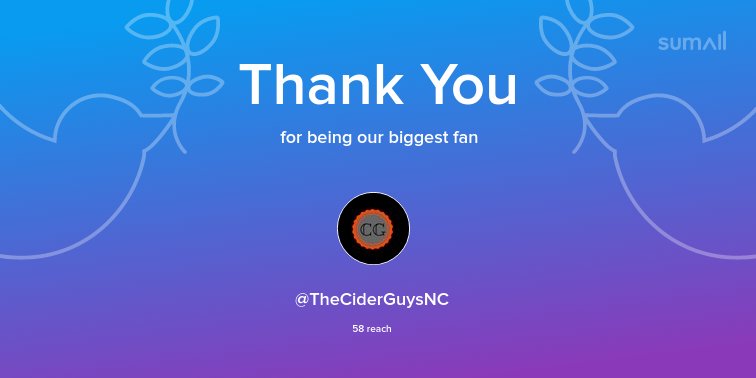 Our biggest fans this week: <a href="/TheCiderGuysNC/">The Cider Guys</a>. Thank you! via sumall.com/thankyou?utm_s…
