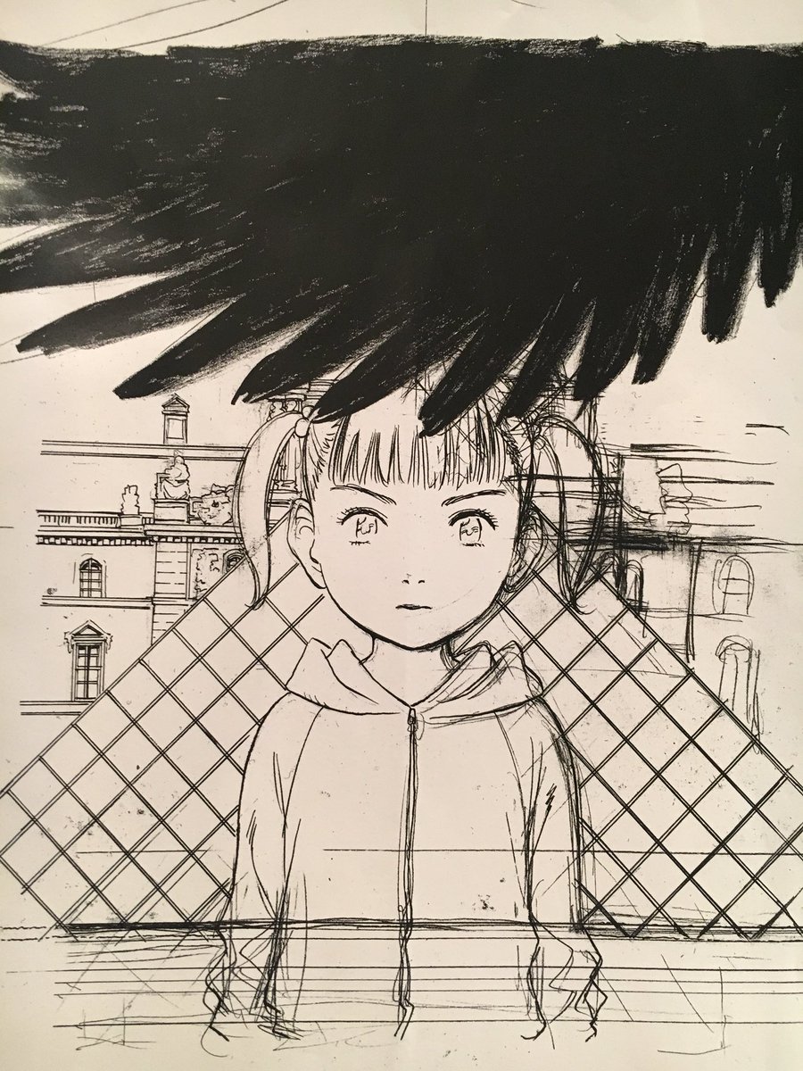 夢印 〜MUJIRUSHI」カバー絵、制作途中の下描きのコピーを発見。背景の